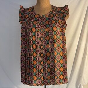 DR2 Pleated Sleeveless Blouse multi color size Medium polyester